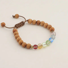 Glow Glass Mini Chakra Wood Adjustable Bracelet
