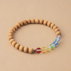 Glow Glass Chakra Wood Bracelet