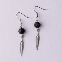 Lava Stone Feather Earrings